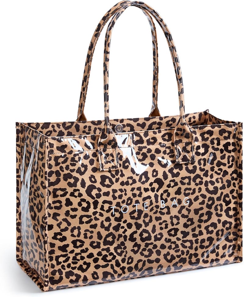 KALIDI FANCY FOREST KALIDI PVC Tote Bag Women’s Kraft Paper Work Handbags Purses with Top Handle - Image 1
